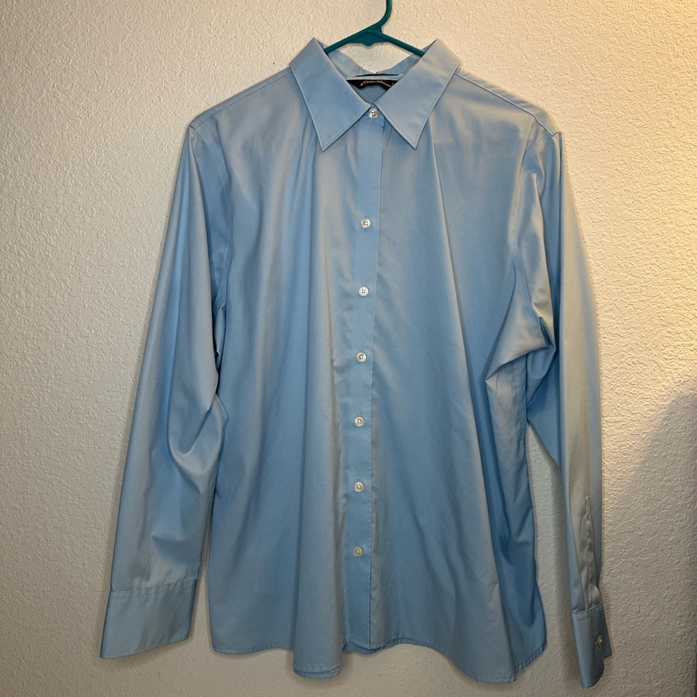 Womans's 100% Cotton Eddie Bauer Blue Dress Shirt